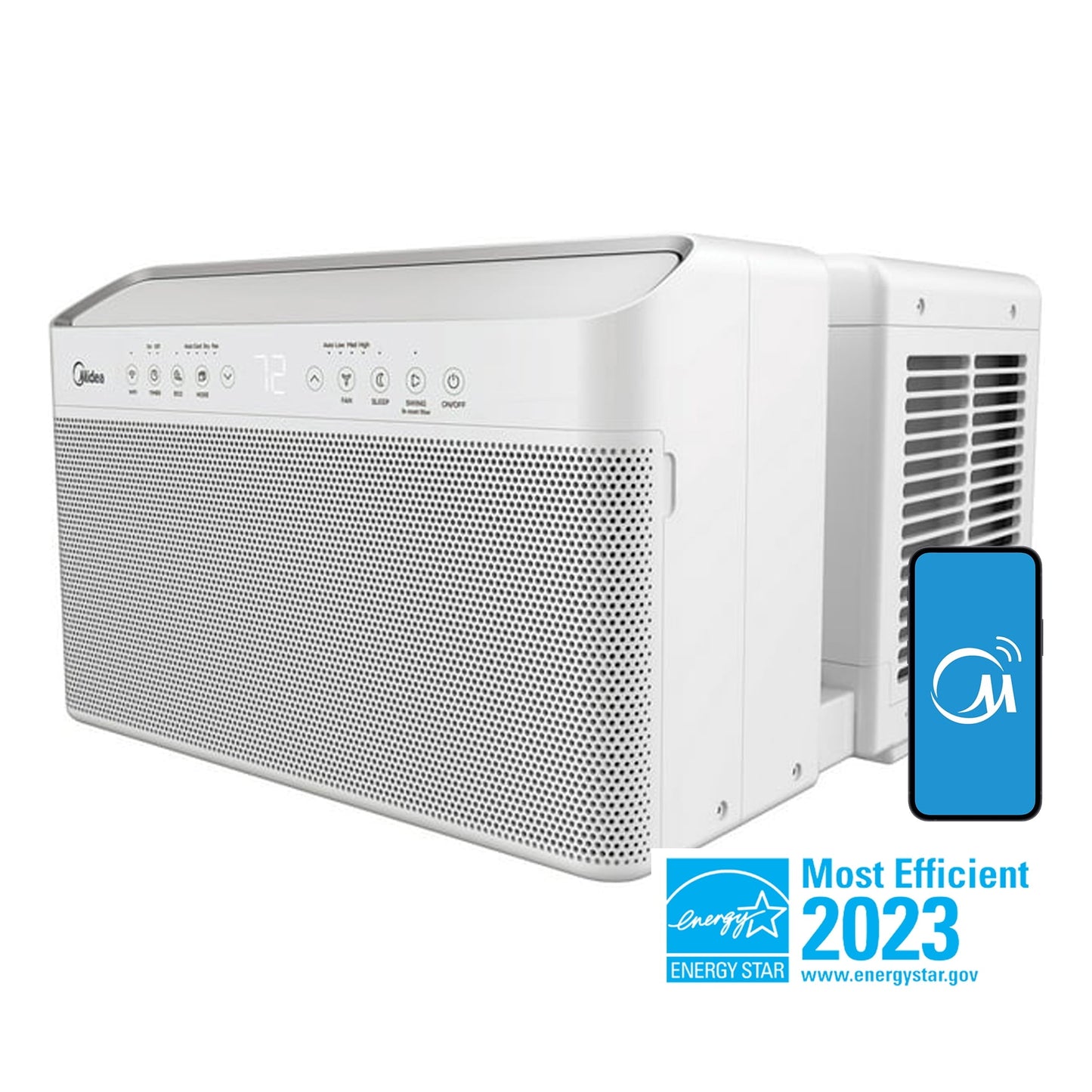 Midea 12.000 BTU Smart Inverter U-Shaped Window Air Conditioner. 35% Energy Savings. Extreme Quiet. Covers up to 550 Sq. ft.. MAW12V1QWT