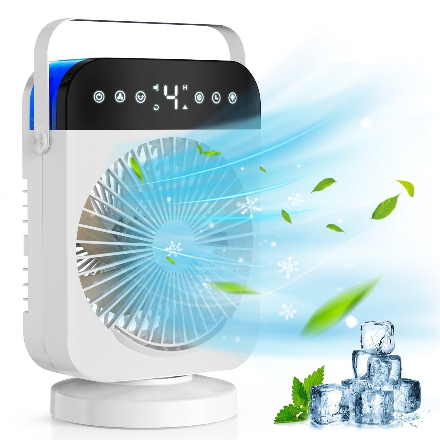 Mini Portable Air Conditioner Cooling Fan.Personal Small Air Conditioner Evaporative Air Cooler-4 Wind Speed & 3 Level Cooling Humidifier.Powerful Quiet Rechargeable Air Cooler with LED Light for Room