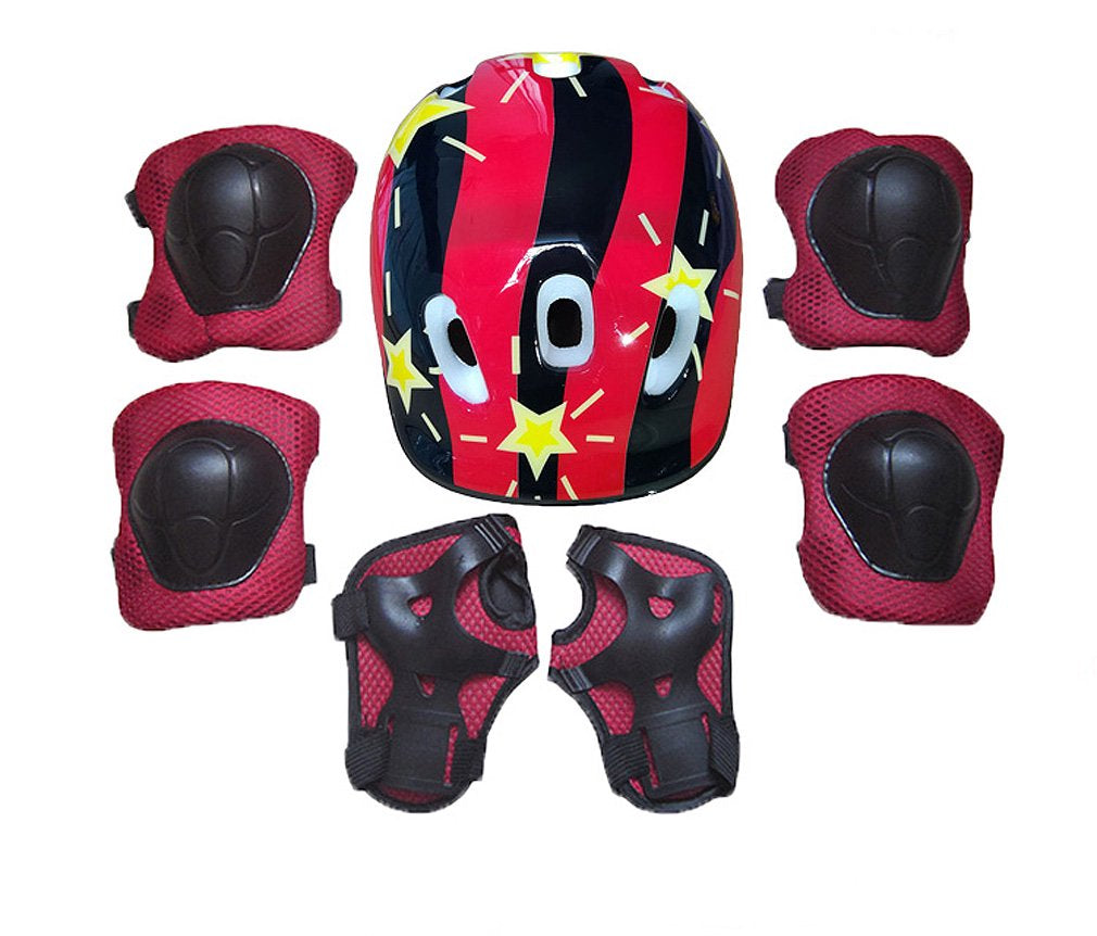 SAYOO 7PCS Toddler Girls Boys Protect Helmet Knee Elbow Wrist Pad Sets for Cycling Skate Bike