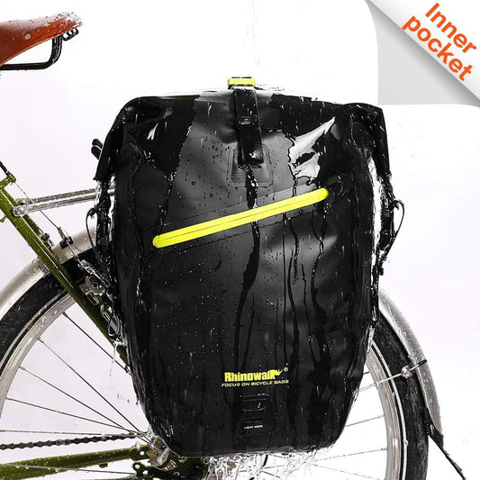 Rhinowalk Bike Bag Waterproof Bike Pannier Bag 27L Bicycle Cargo Rack Saddle Bag Shoulder Bag Laptop Pannier Rack Bicycle Bag Green