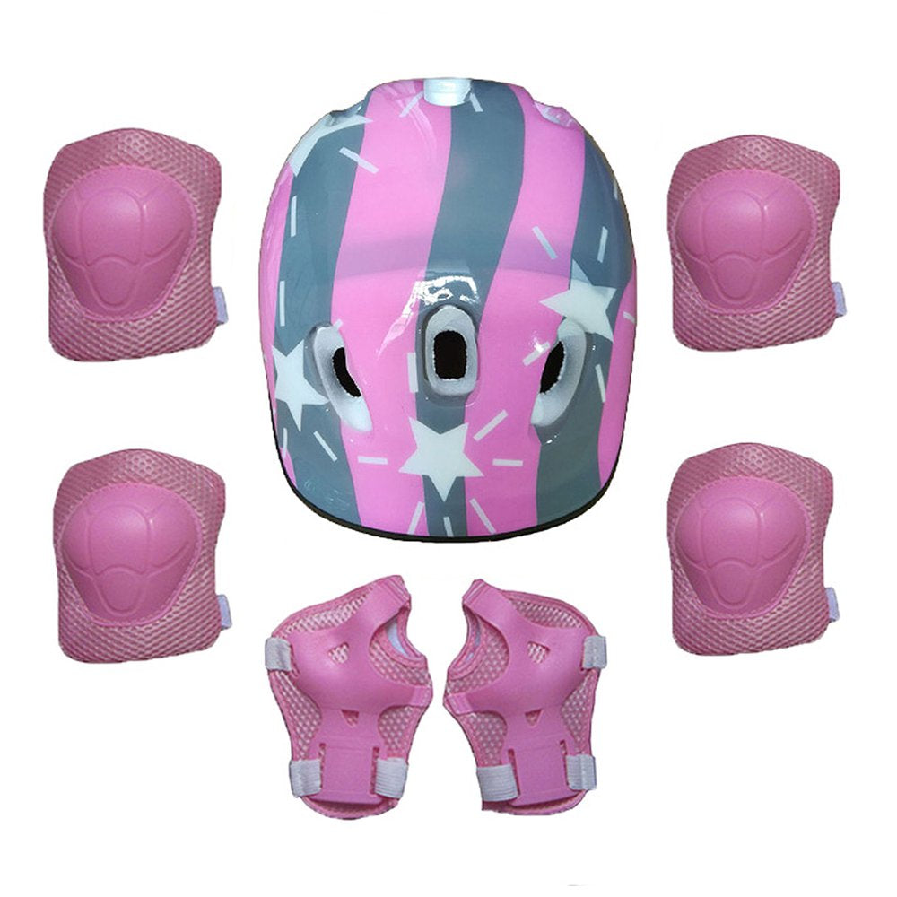 Hirigin Boys Girls Kids Safety Helmet, Knee, Elbow Pad Set for Cycling Skate Bike Use, Black, 3-9 Years