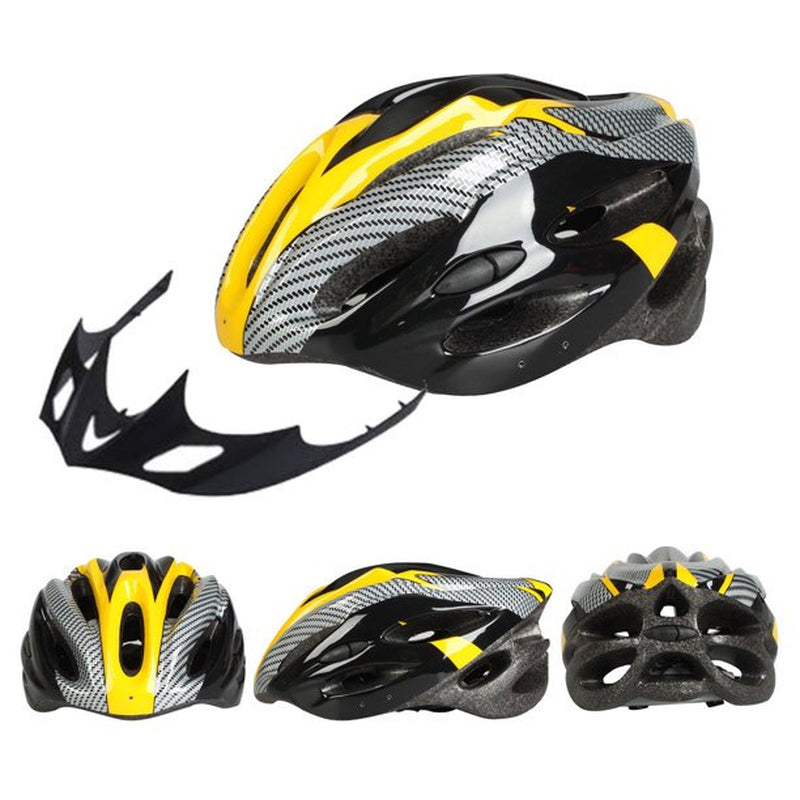 Gonex Cycling Bicycle Helmet, Adult Youth Safety Adjustable Carbon Hat with Visor Hole, Yellow