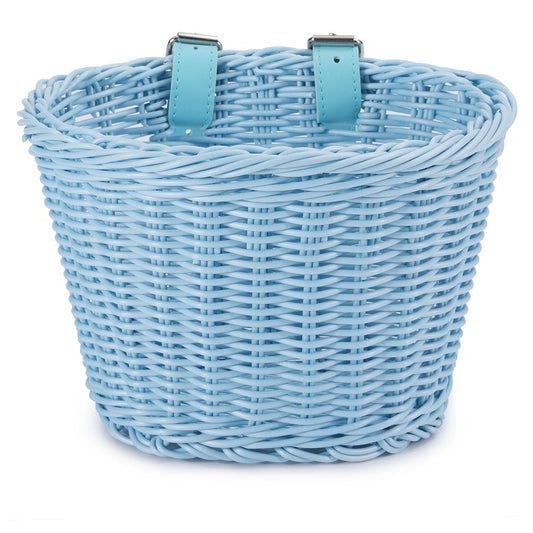Alloet Bike Basket for Front Handlebar Kid Adult Bicycle Handlebar Wicker Basket Bike Decoration Waterproof with Leather Straps Accessories Basket(Sky Blue)