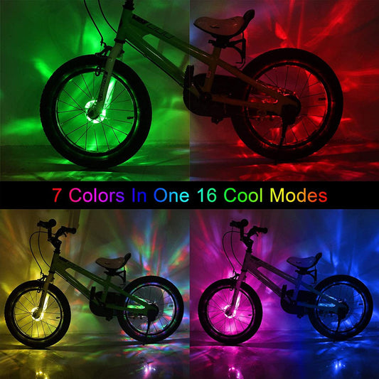 2 Pack Rechargeable LED Bike Wheel Hub Lights, SPYKHLW Waterproof Cycling Spoke Lights, Bike Tire Lamp for Kids Adults Night Riding