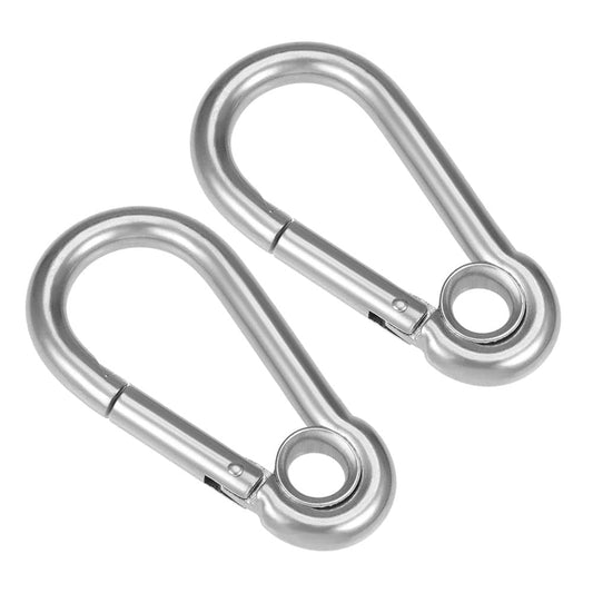 Carabiner Snap Hook, 3.96"/100.8Mm 304 Stainless Steel Carabiner Spring Snap Link Hook Clip Keychain 2 Pcs