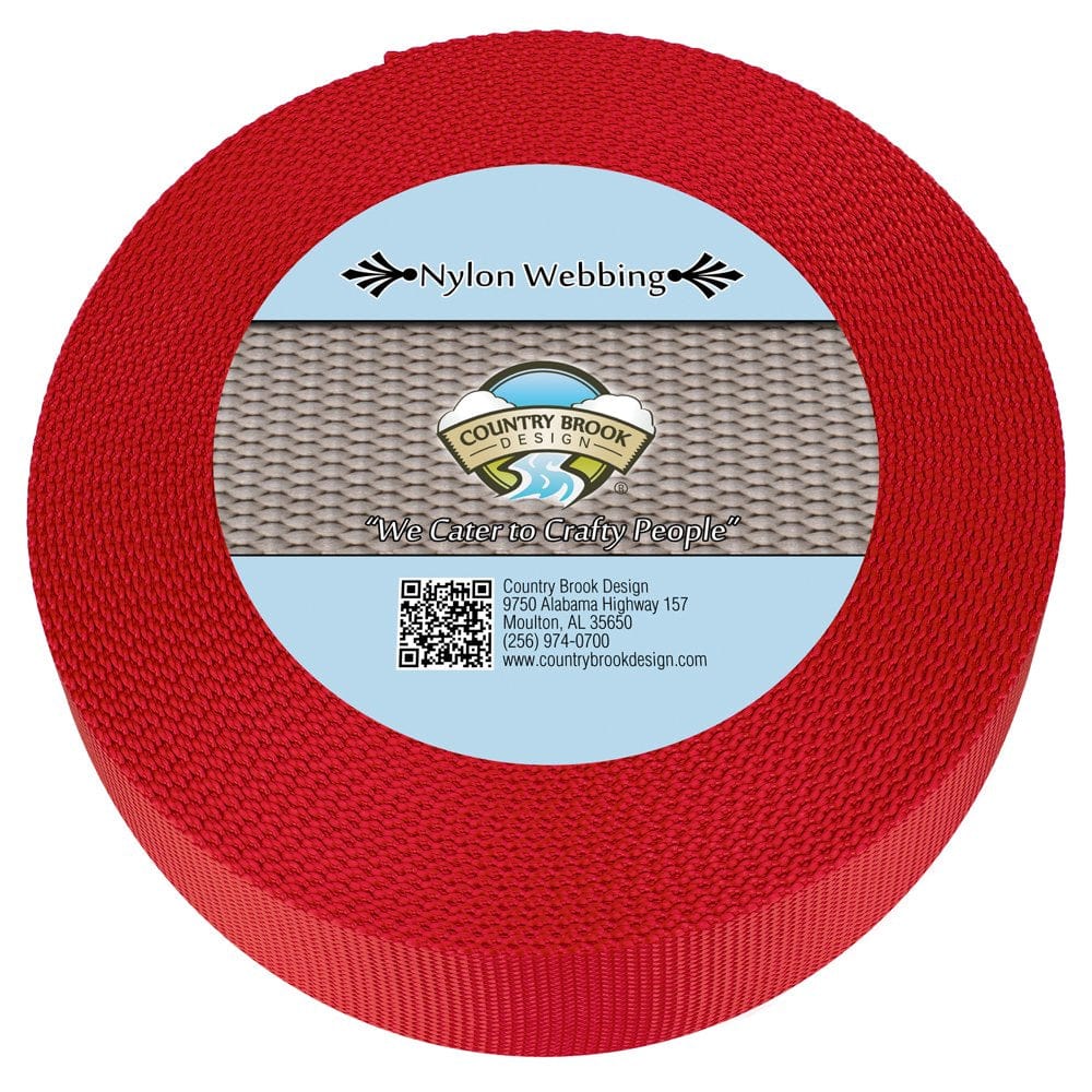 Country Brook Design® 1 1/2 Inch Bright Red Heavy Duty Nylon Webbing, 50 Yards