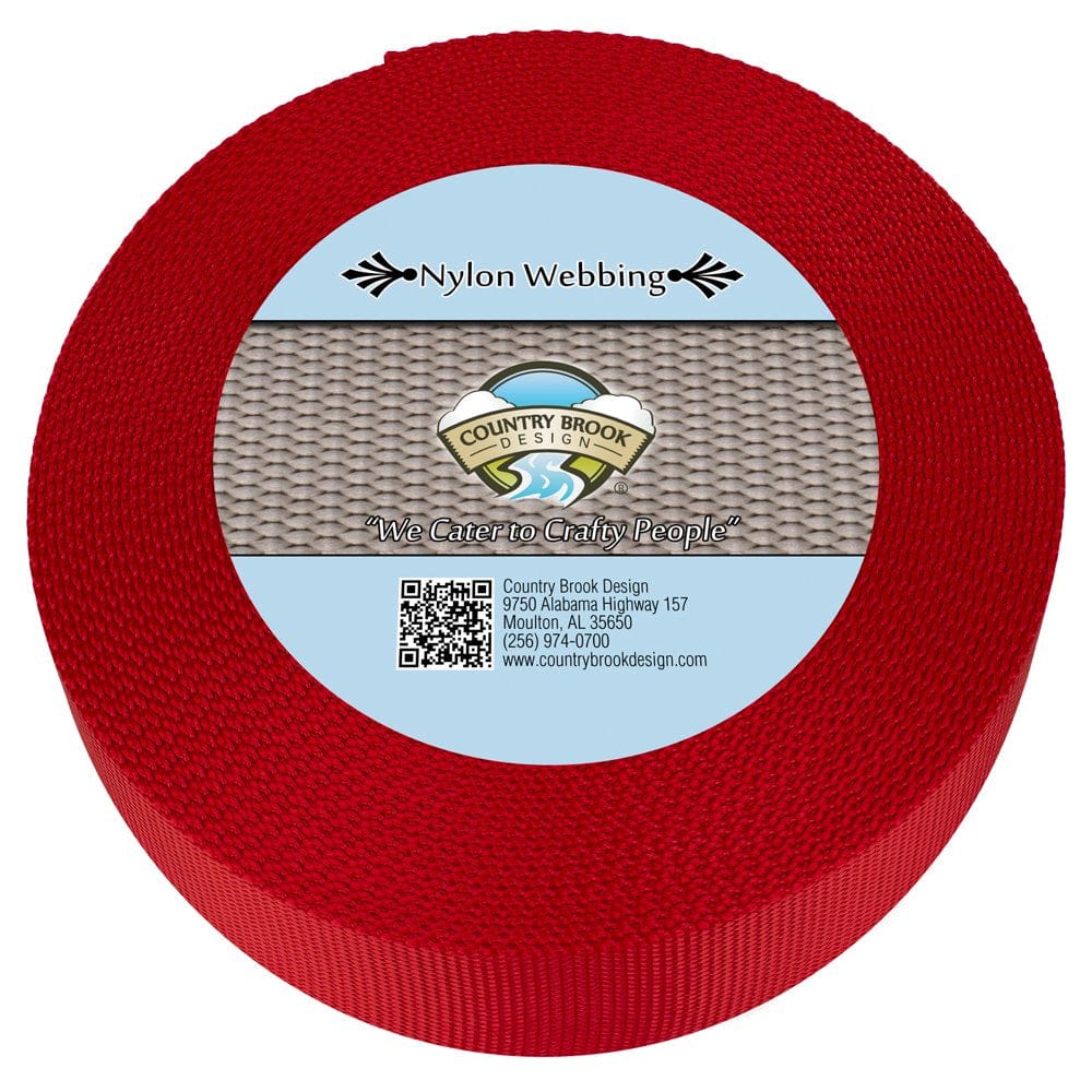 Country Brook Design® 1 1/2 Inch Bright Red Heavy Duty Nylon Webbing, 50 Yards