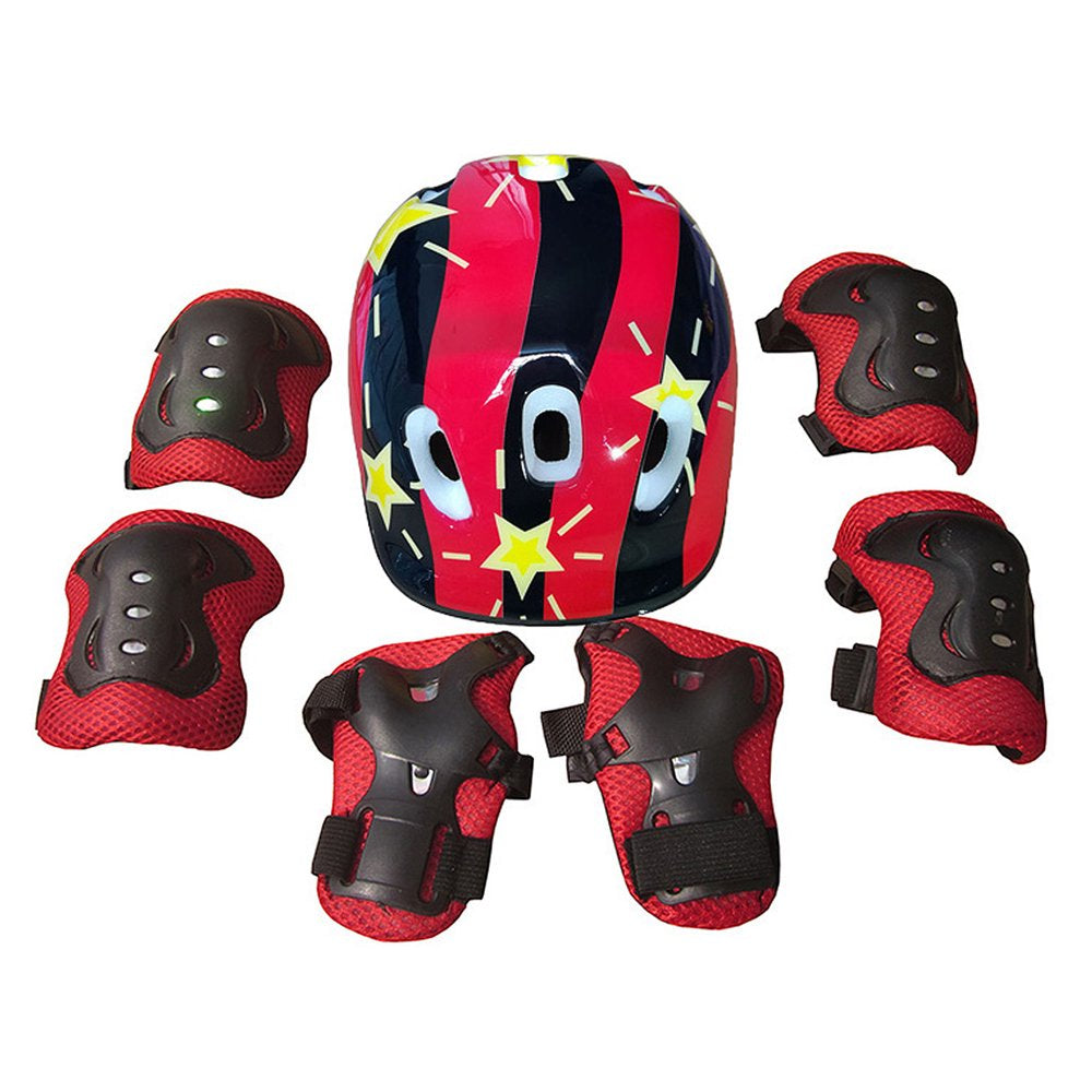 Hirigin Boys Girls Kids Safety Helmet, Knee, Elbow Pad Set for Cycling Skate Bike Use, Black, 3-9 Years