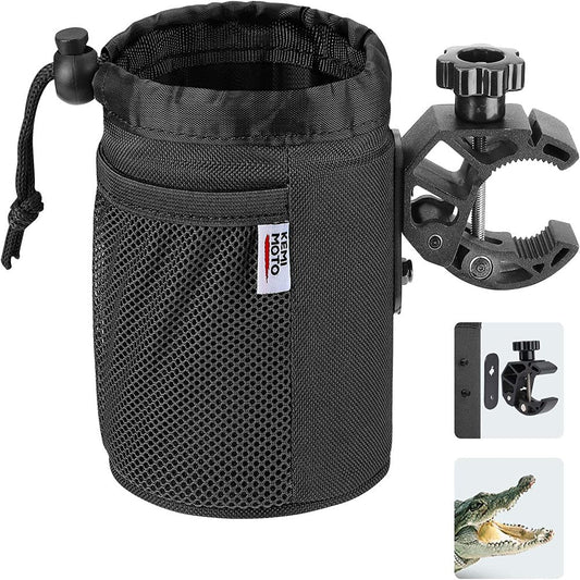 Kemimoto Motorcycle Cup Holder, Oxford Fabric Motorcycle Drink Holder with 0.6"-1.75" Alligator Clamp, Universal Water Bottle Holder for Motorcycle, ATV/UTV, Scooter, Boat, Kayak, Bike, Walker