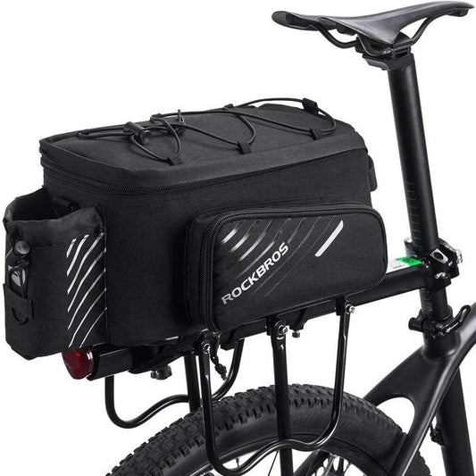 ROCKBROS 13L Bike Pannier Rear Rack Bag Bicycle Trunk Bag Bike Luggage Carrier Bag Commuter Storage Bags W/Shoulder Straps Rain Cover Water Bottle Cage