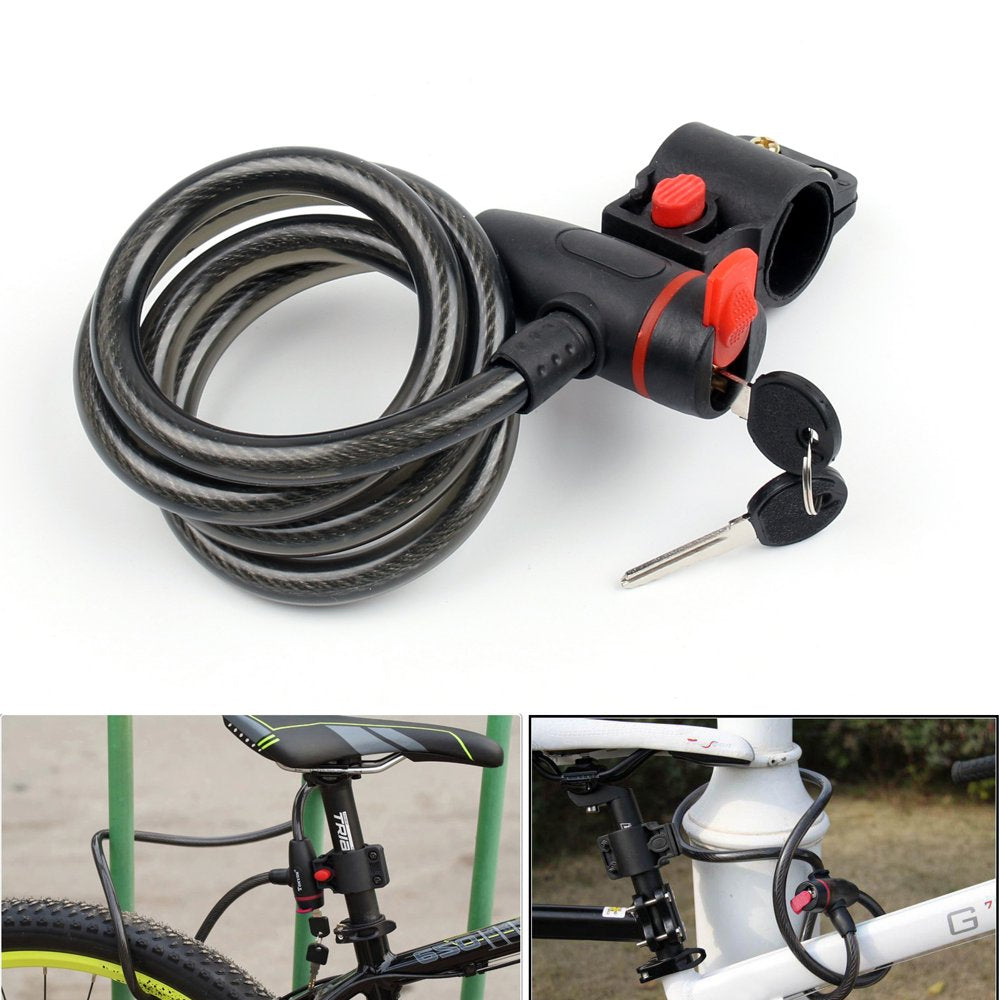 2 Days Delivery 6.3 Inch Bicycle Bike Cycle Motorbike Heavy Duty Coil Security Lock Steel Cable Chain Key