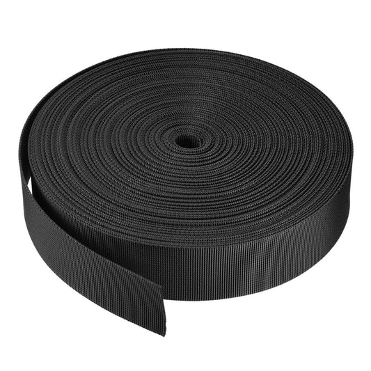 Flat Nylon Webbing Strap 1.5 Inch 25 Yards Black for Backpack, Luggage-Rack