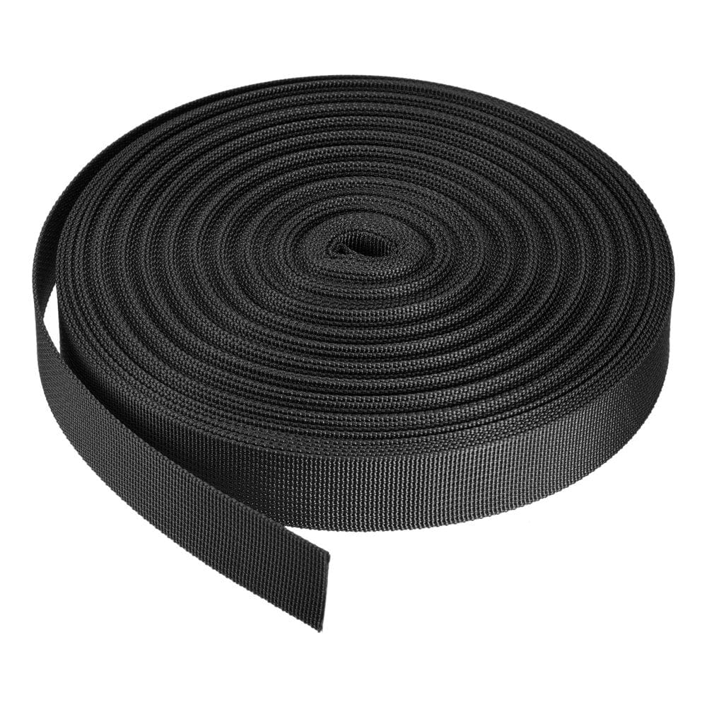 Flat Nylon Webbing Strap 1 Inch 25 Yards Black for Backpack, Luggage-Rack