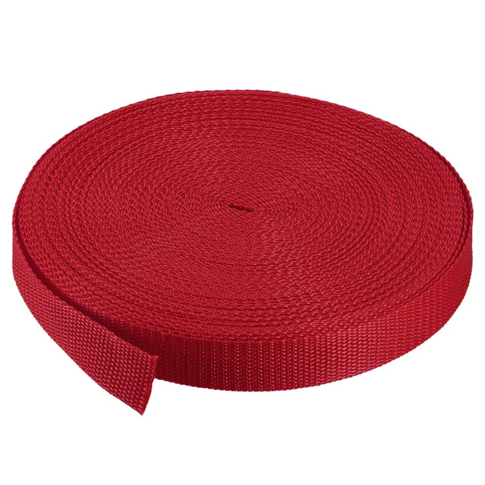 Heavyweight Polypropylene Webbing Strap 1" 25 Yards Brick Red Strapping Band for Outdoor