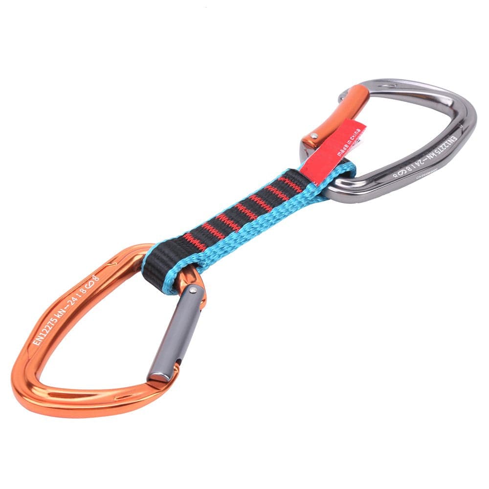 Higoodz Quickdraw,Rock Climbing Quickdraw,Outdoor Climbing Protection Quickdraw Nylon Flat Belt Carabiner Straight Curved Door