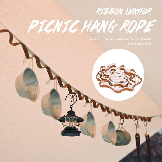 Laundry Line Multifunctional Easy to Store Webbing Ribbon Leather Picnic Hanging Rope for Climbing