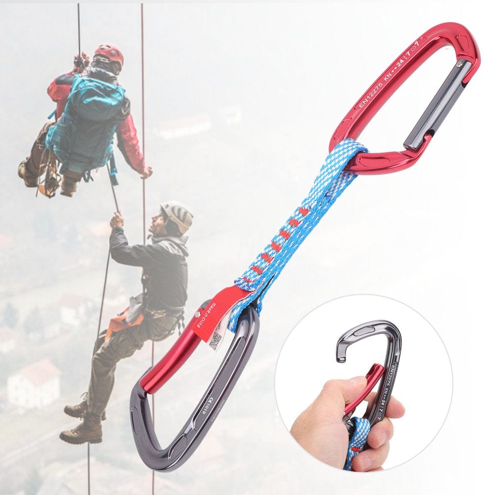 LHCER CAMNAL Outdoor Climbing Quickdraw Set Straight Gate and Bent Gate Carabiner 27Cm,Carabiner Quickdraw Set,Climbing Accessory § 1 § Hot‑Forged Aluminum‑ Alloy + Nylon Material, High Strength, Low