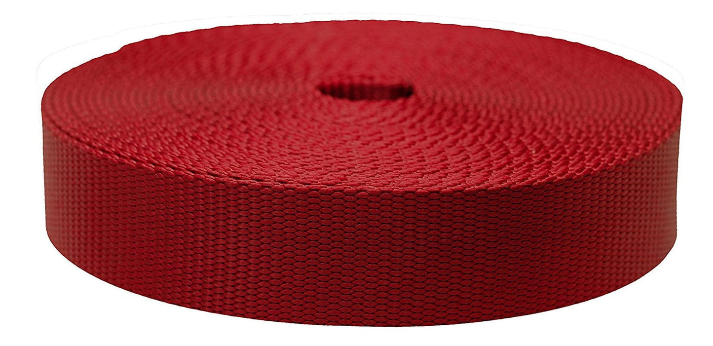 Strapworks 1 Inch X 10 Yard Flat Nylon Webbing Strap, Dark Red