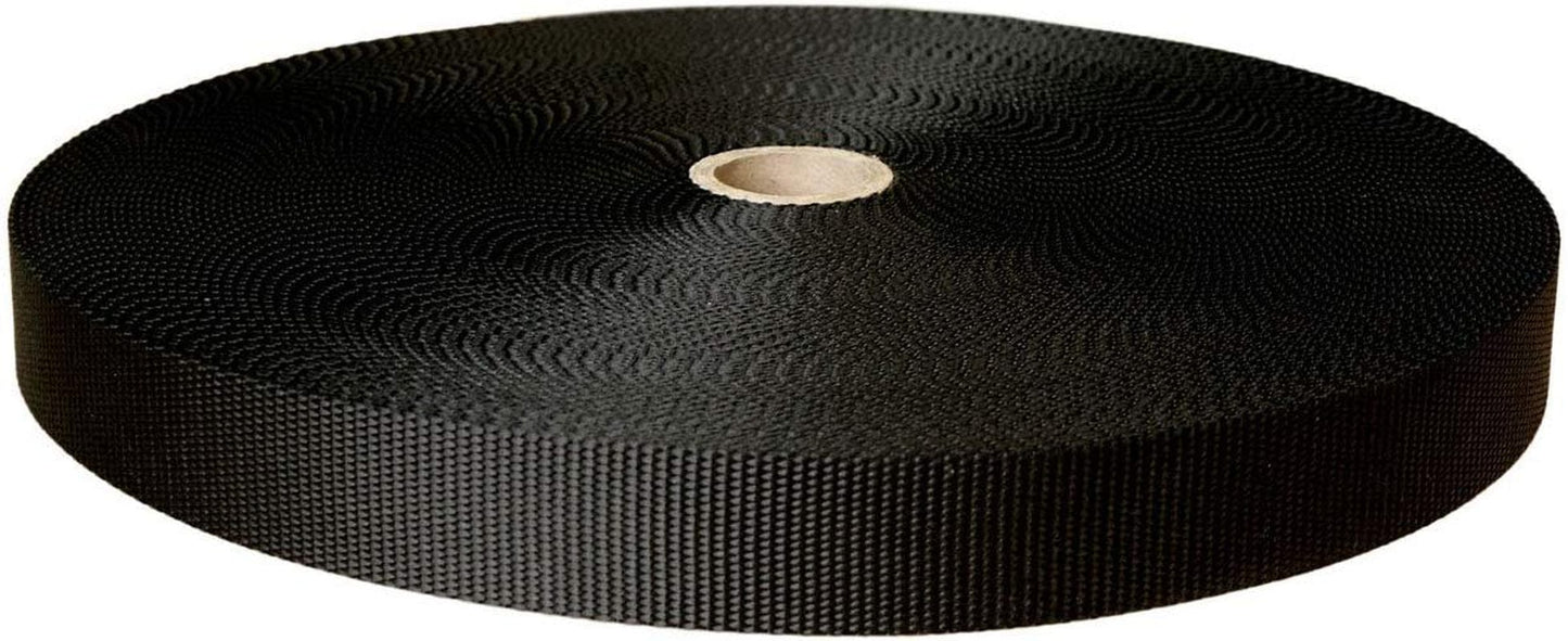 Strapworks Black Military Spec Flat Nylon Webbing – Milspec 4088 Strap for Rifle Slings, Backpack Straps, Tactical Projects – Made in the USA, 1.25 Inches X 10 Yards